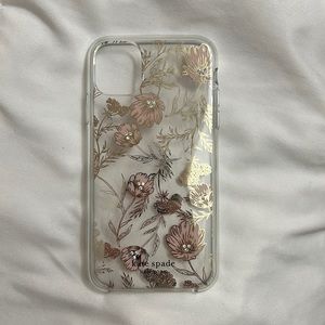 Kate Spade clear/gold/pink floral iPhone 11 case
